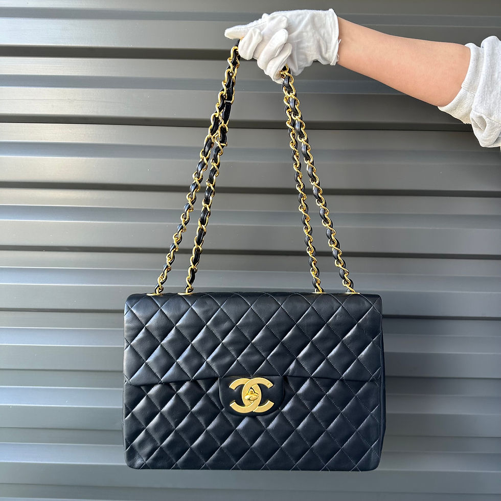 CHANEL Vintage Lambskin Leather Maxi Single Classic XL Flap Bag