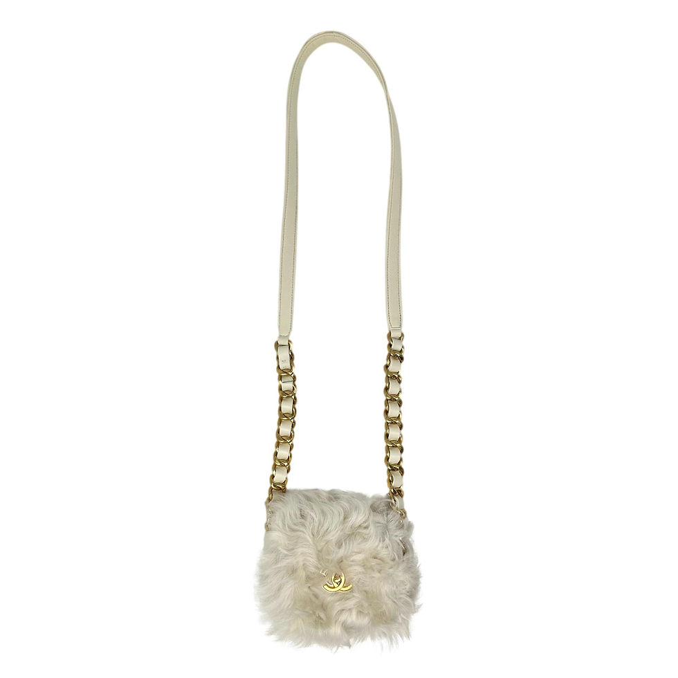 CHANEL Ivory Fur & White Leather Mini Shearling Bag