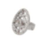 CHANEL 07A Oval Crystal Logo Comete Silver Cocktail Ring