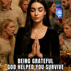 MEME: Family Turkey Dinner Chaos; Gothic Thanksgiving Grace