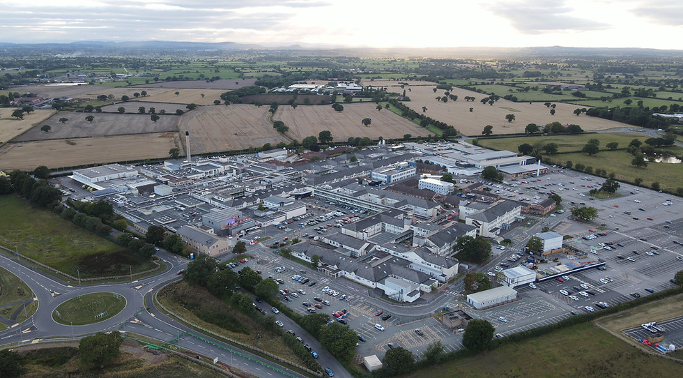 Aerial view of a large NHS hospital