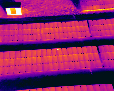 Drone inspection of a solar site revealing invisible faults.