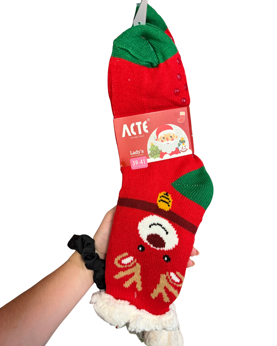 CHAUSSETTE NOEL CERF ROUGE ET VERT
