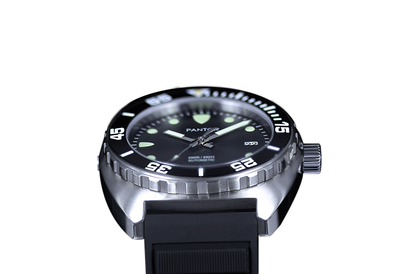 Thumbnail: Pantor Sealion  diving watch-300m dive watch with black dial and rubber strap