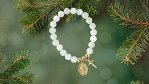A Blessed Holiday Gift: Miraculous Medal & Cross Moonstone Bracelet