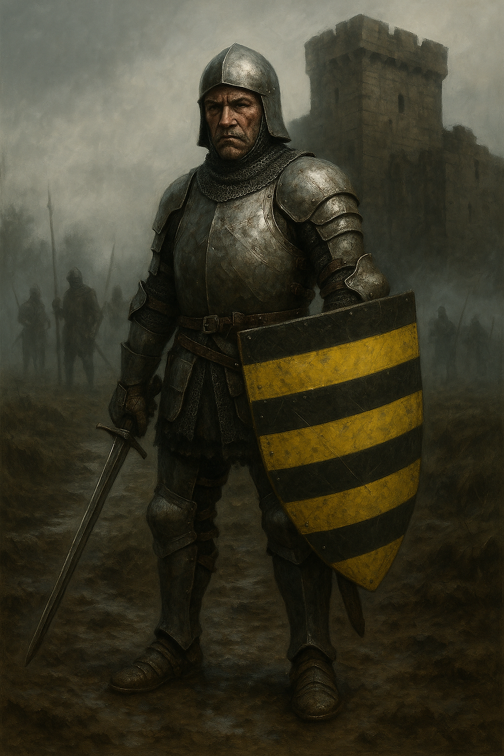 An english man at arms in plate armour c.1346