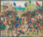 Medieval depiction of the battle of Crecy, 1346