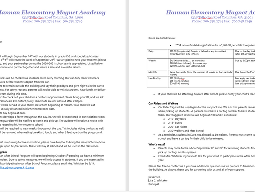 Returning Student Info