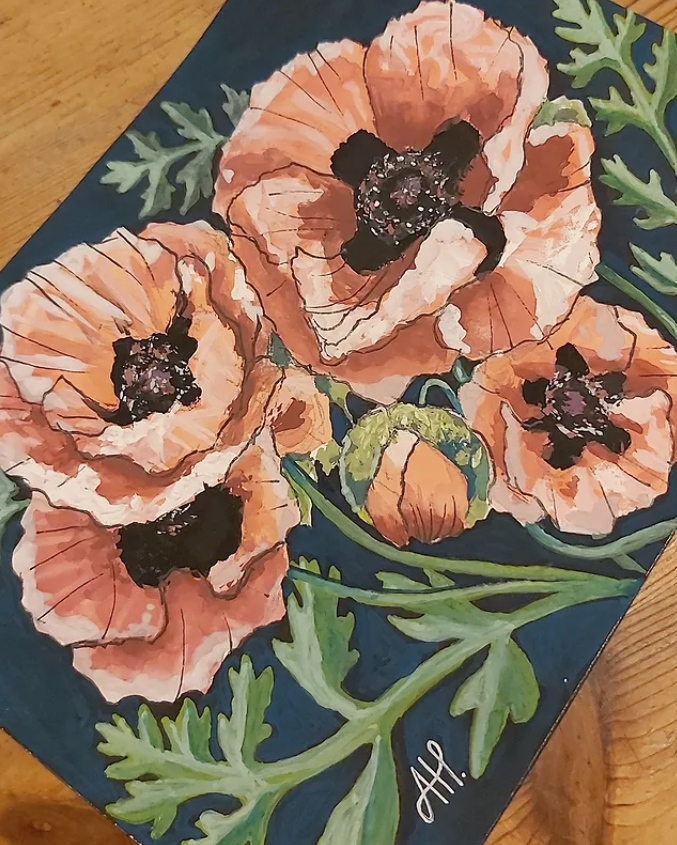 Rosa Vallmo, gouache 2024