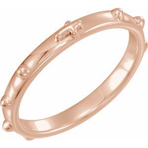 18K Rose 2.5 mm Rosary Ring Size 7 