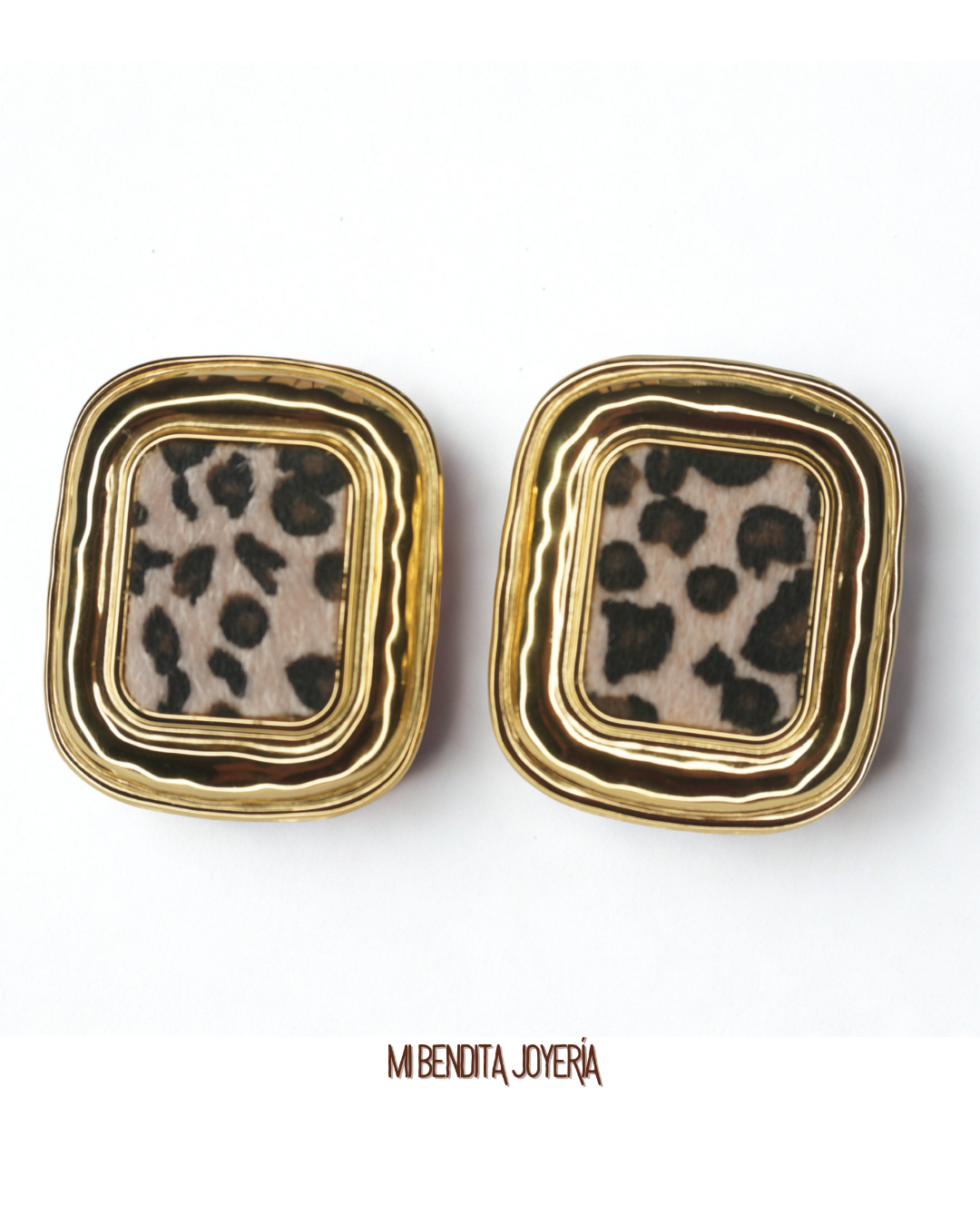 Aretes waterproof de acero animal print