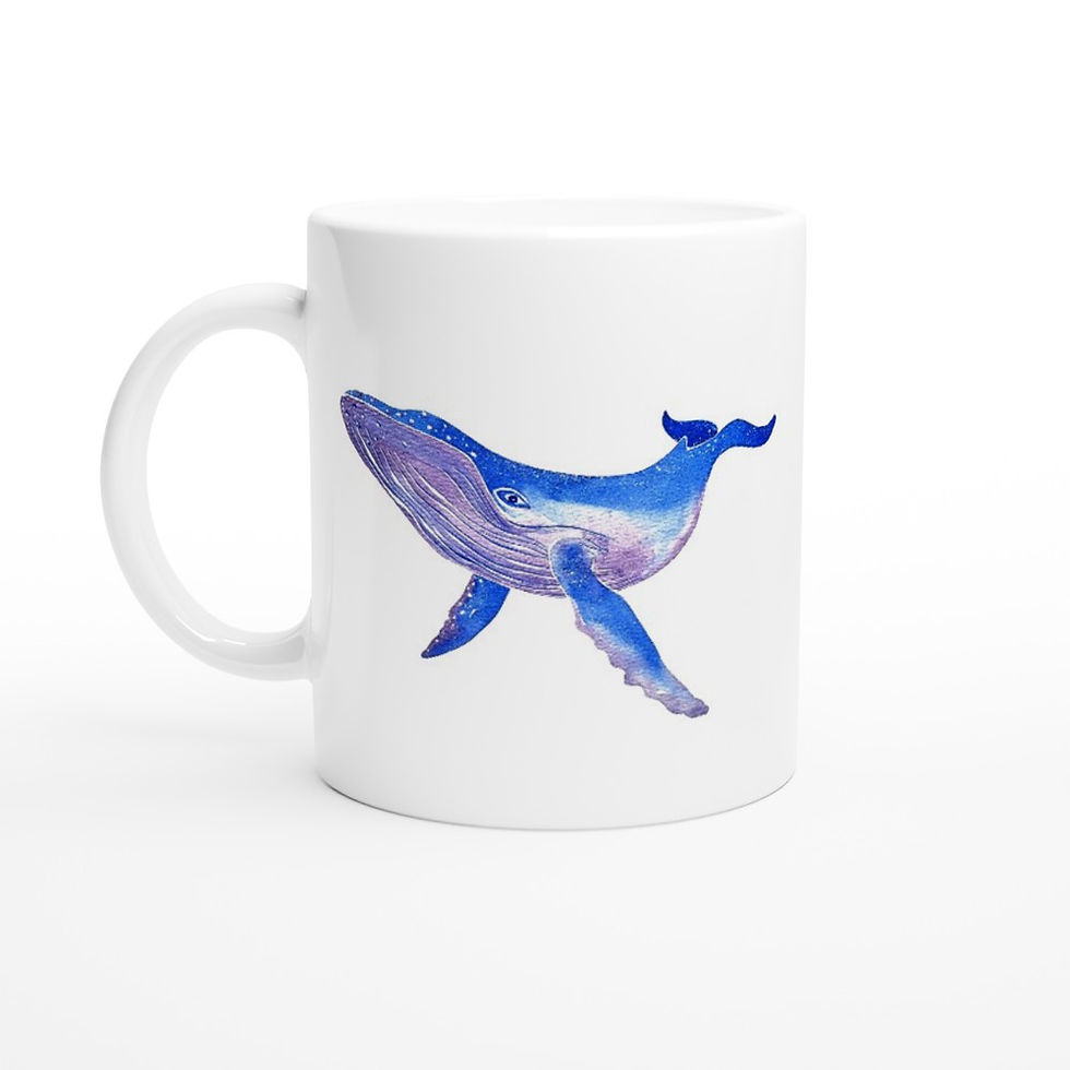 Miniature : Ceramic Mug with Blue Whale Art Print
