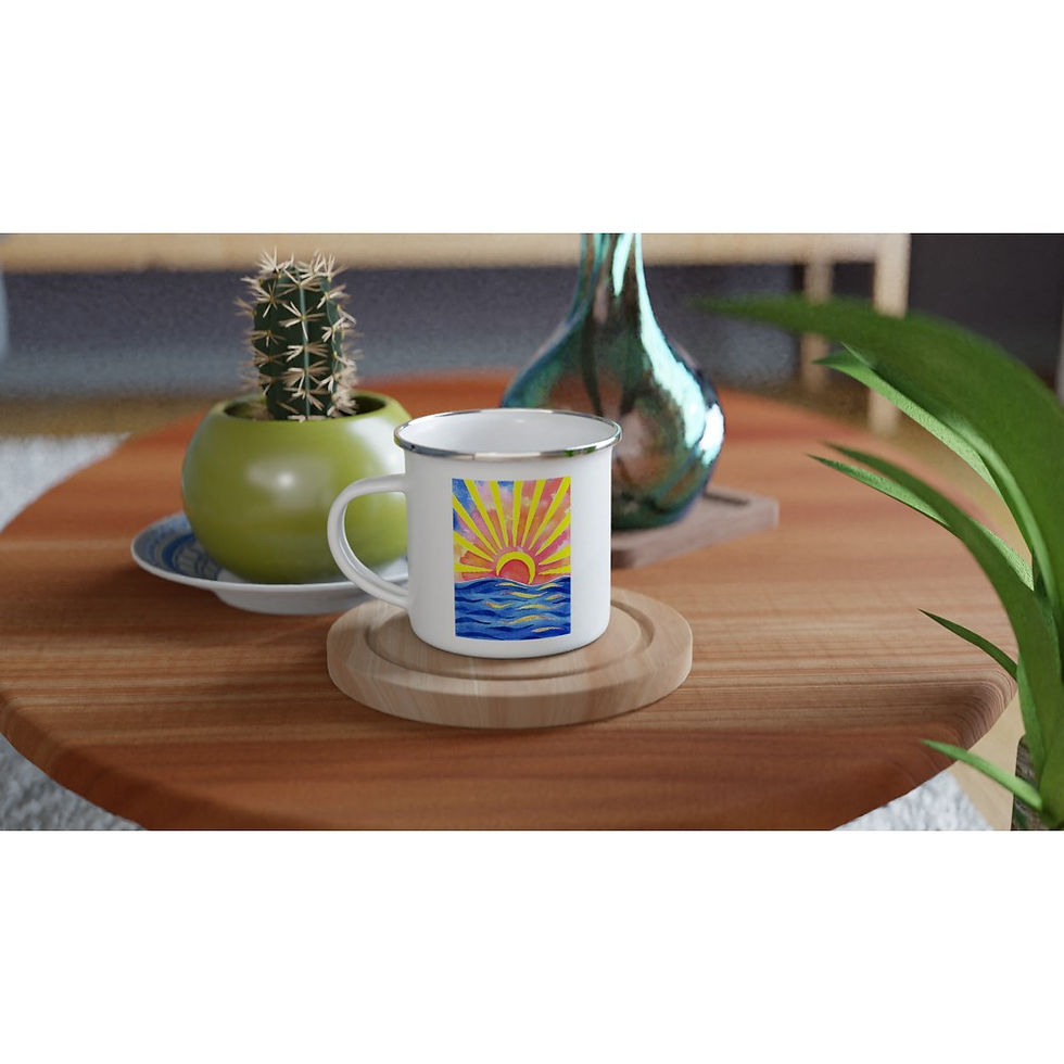 Thumbnail: White Enamel Mug with Sunshine Art Print