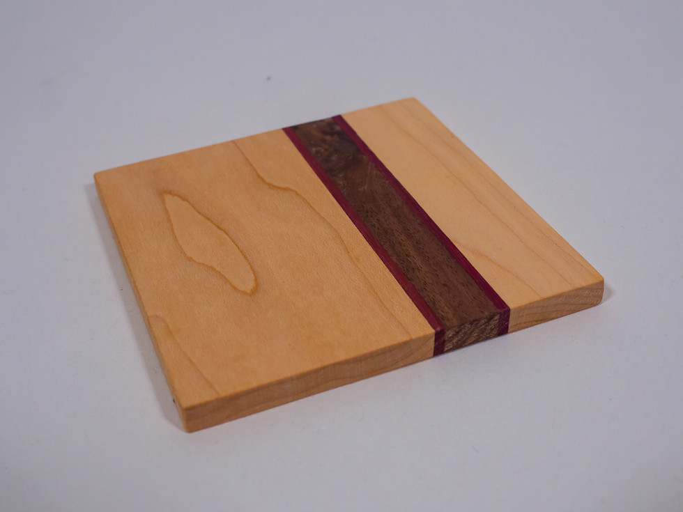 Thumbnail: Set Of 4 Wooden Coasters / Strip Pattern