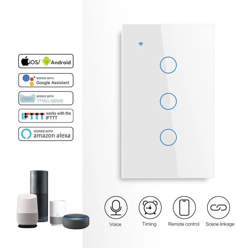 Thumbnail: Interruptor inteligente táctil 2 vías, WiFi de 2.4 GHz con y sin cable