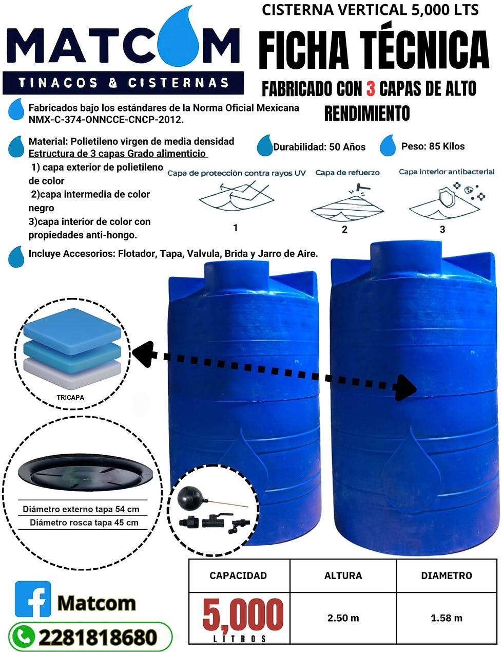 Miniatura: CISTERNA 5000 LTS MATCOM (ESPACIOS REDUCIDOS)