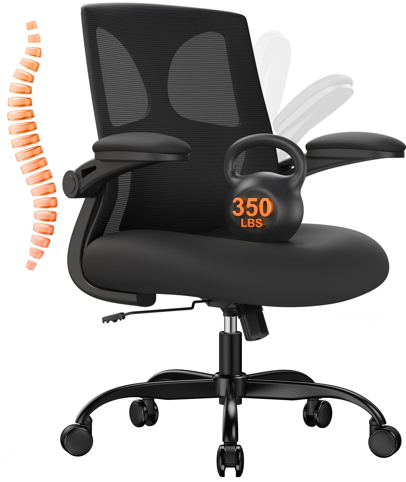 CAPOT Ergonomic Office Chair 350lbs Capacity - 3.9-inche Cushion and Tall Back C