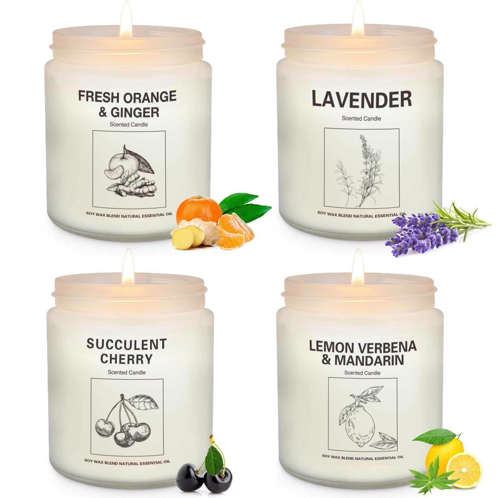 Candles | Candles for Home Scented | 4 Pack 7.1oz Natural Soy Wax Aromatherapy C