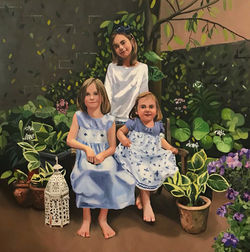 Three sisters in their garden
