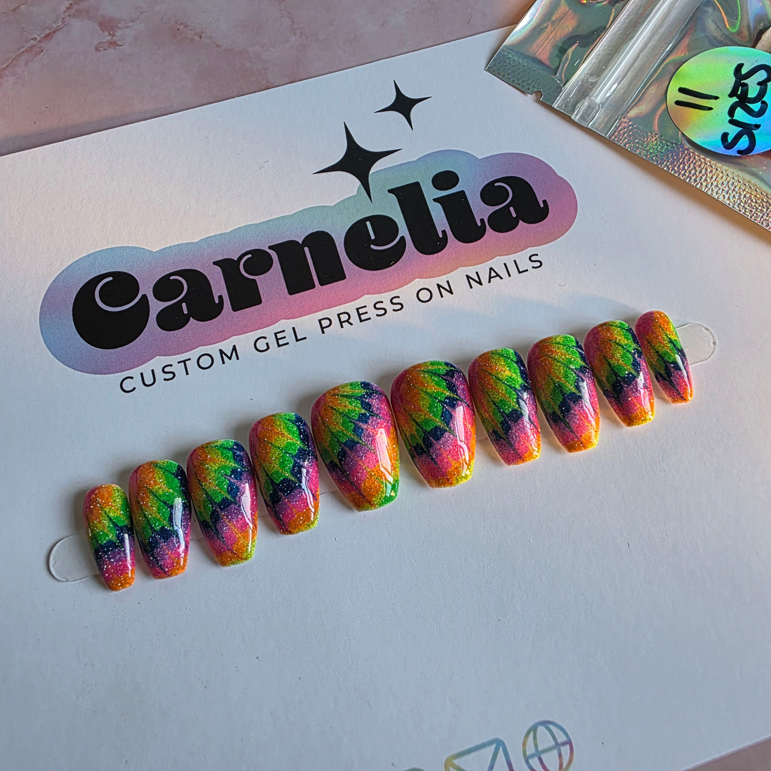 Electric Rainbow Press On Nails