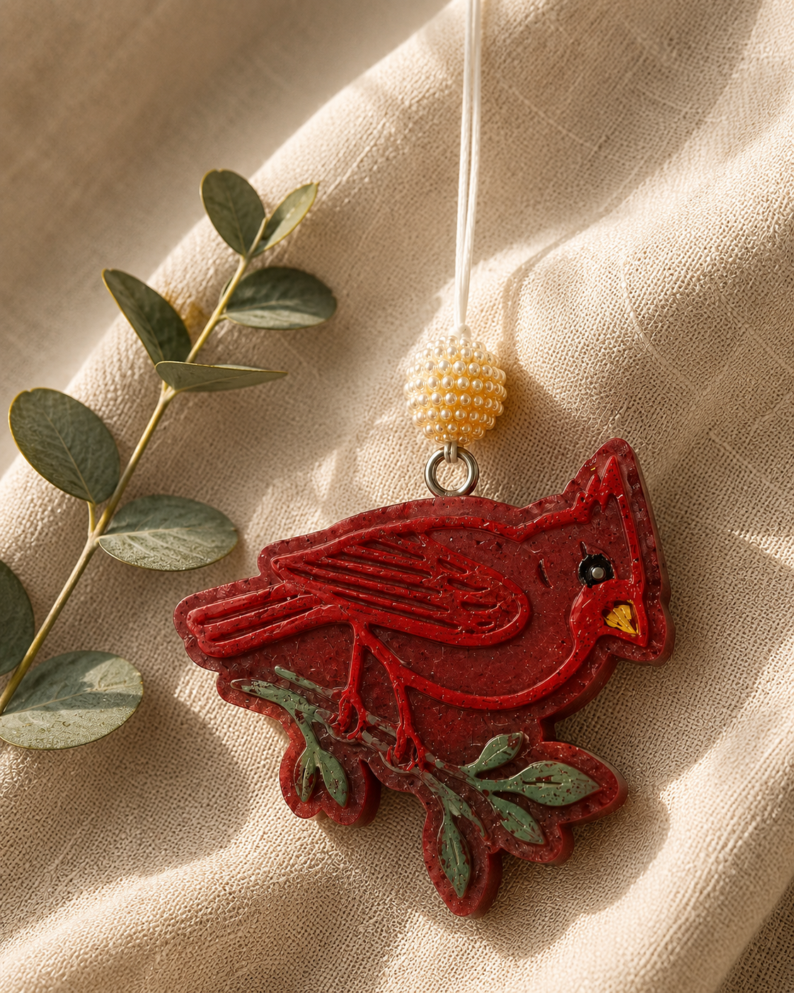 Cardinal Car Freshie – Rustic Red Bird Air Freshener