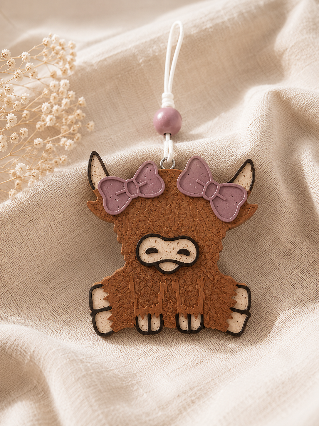 Animal Freshie - Cow with Bows Car Freshener – Cute Car Charm for Rearview Mirro