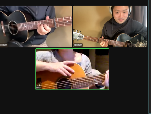 実際のレッスン中の画面です。２つのアングルで手元をご覧いただけます。
