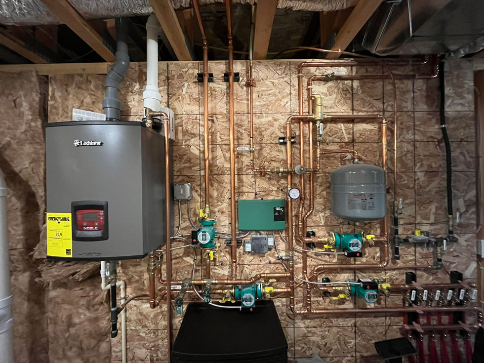 boiler system installation with circulating pumps