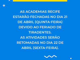 Comunicado - Feriado Tiradentes
