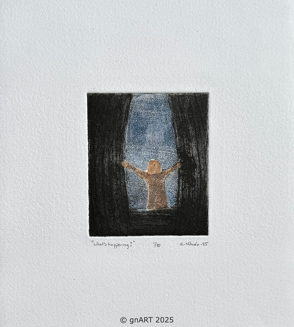 "What´s happening?" - ca 8 x 9cm