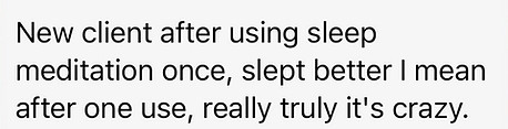 Screenshot of client testimonial about improved sleep and wellbeing
