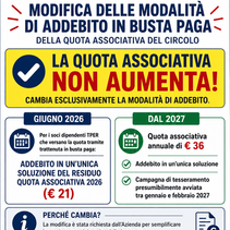 Modifica delle modalità di addebito in busta paga della quota associativa del Circolo Dozza Tper