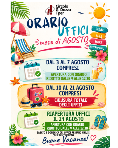 APERTURA UFFICI MESE DI AGOSTO