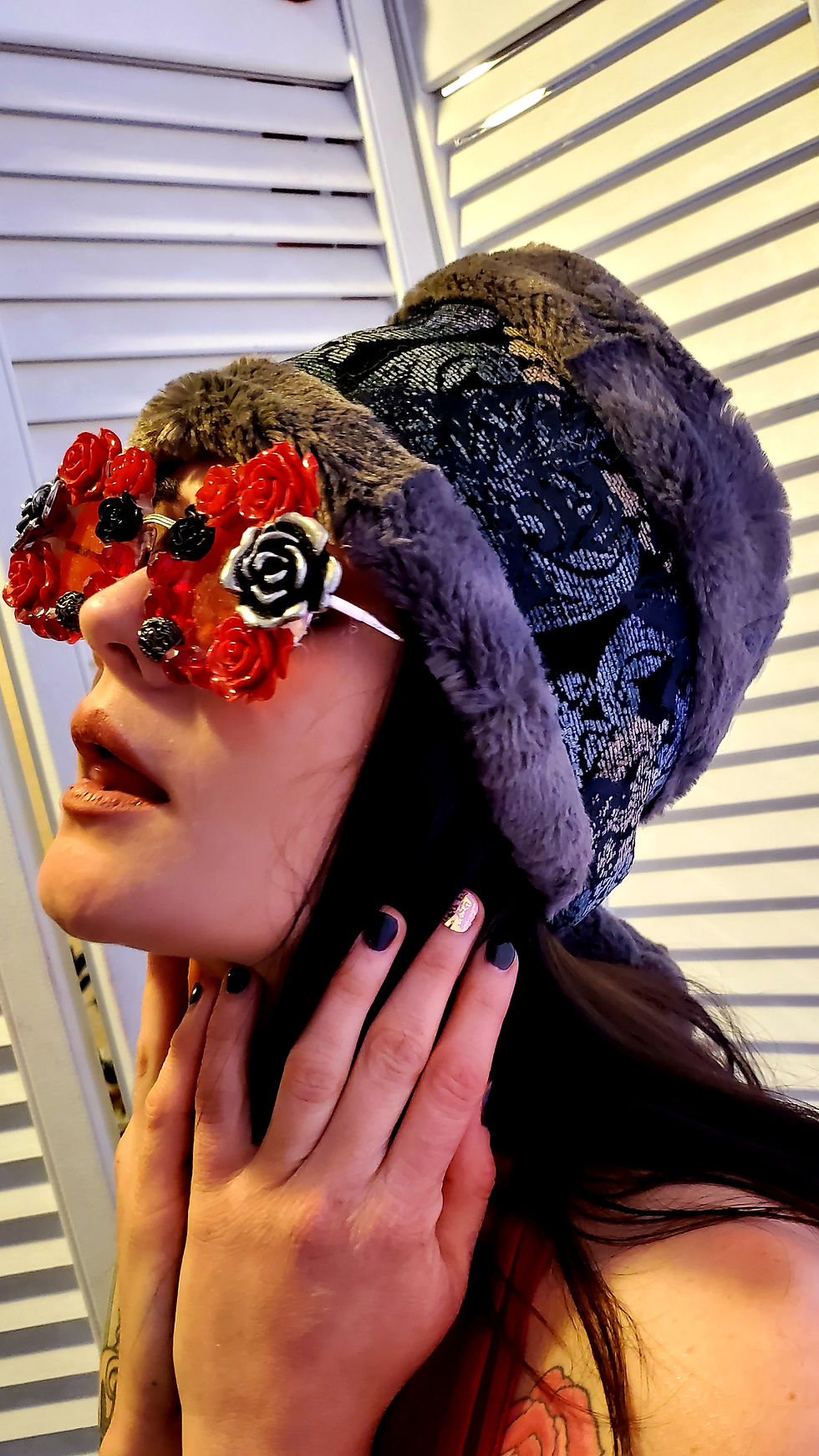 Thumbnail: Raquel's Midnight Smoke Furry Head Wrap