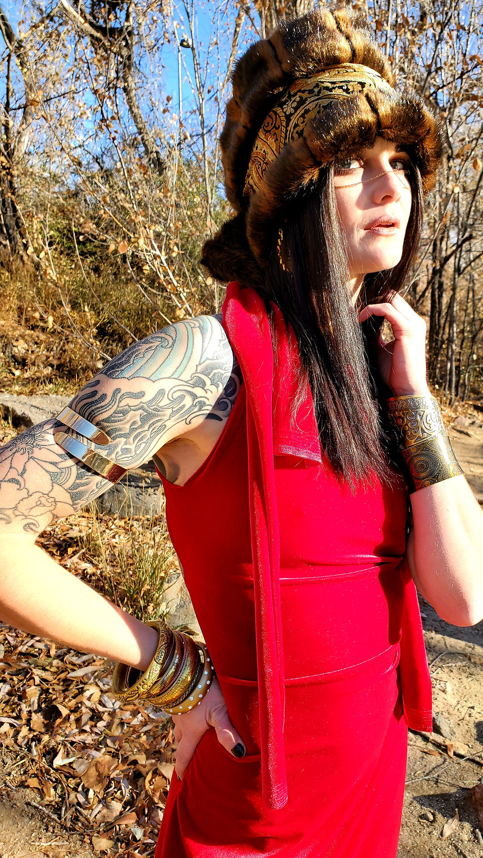 Thumbnail: Raquel's Golden Leaves Furry Head Wrap