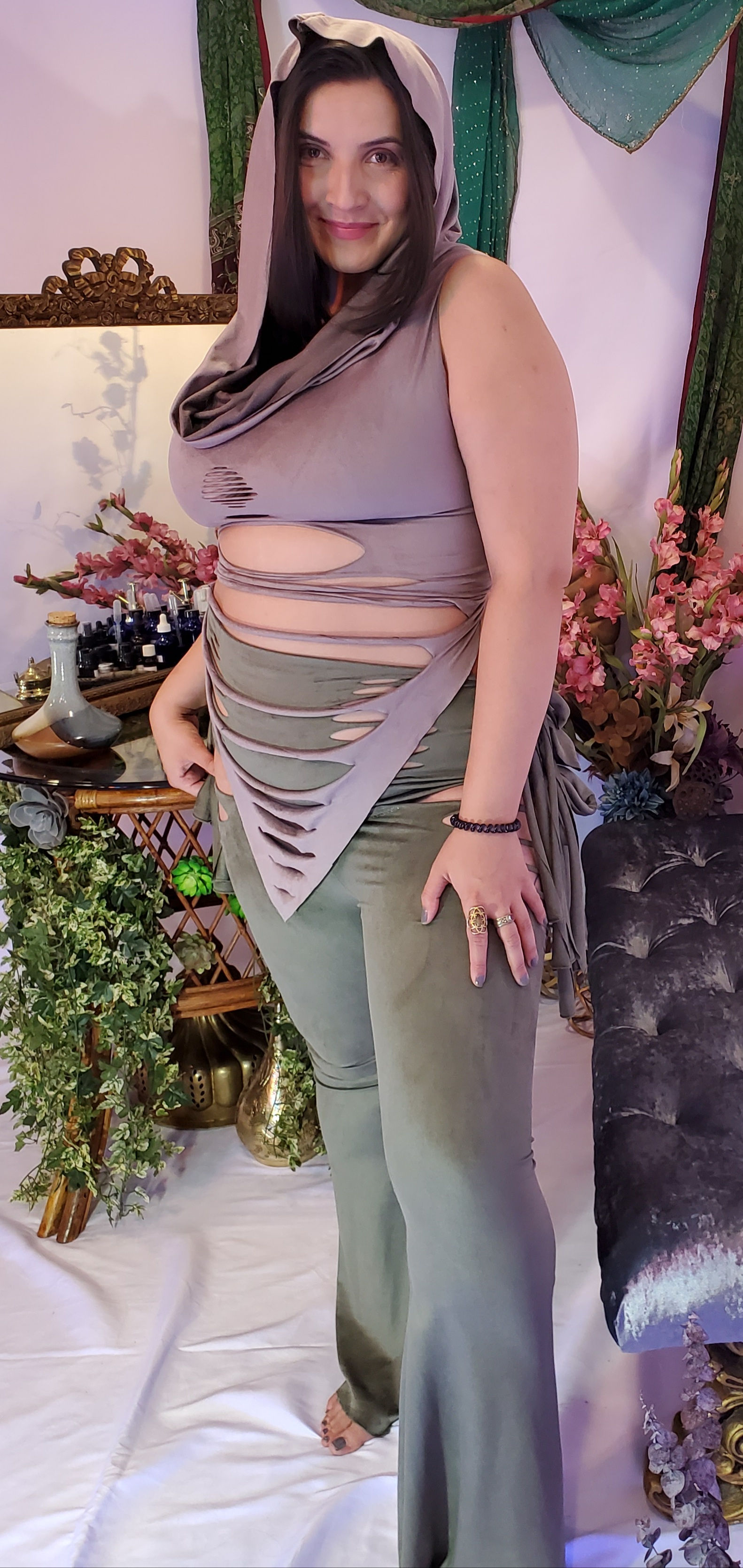 Dusty Rose Vegan Suede Hooded Top