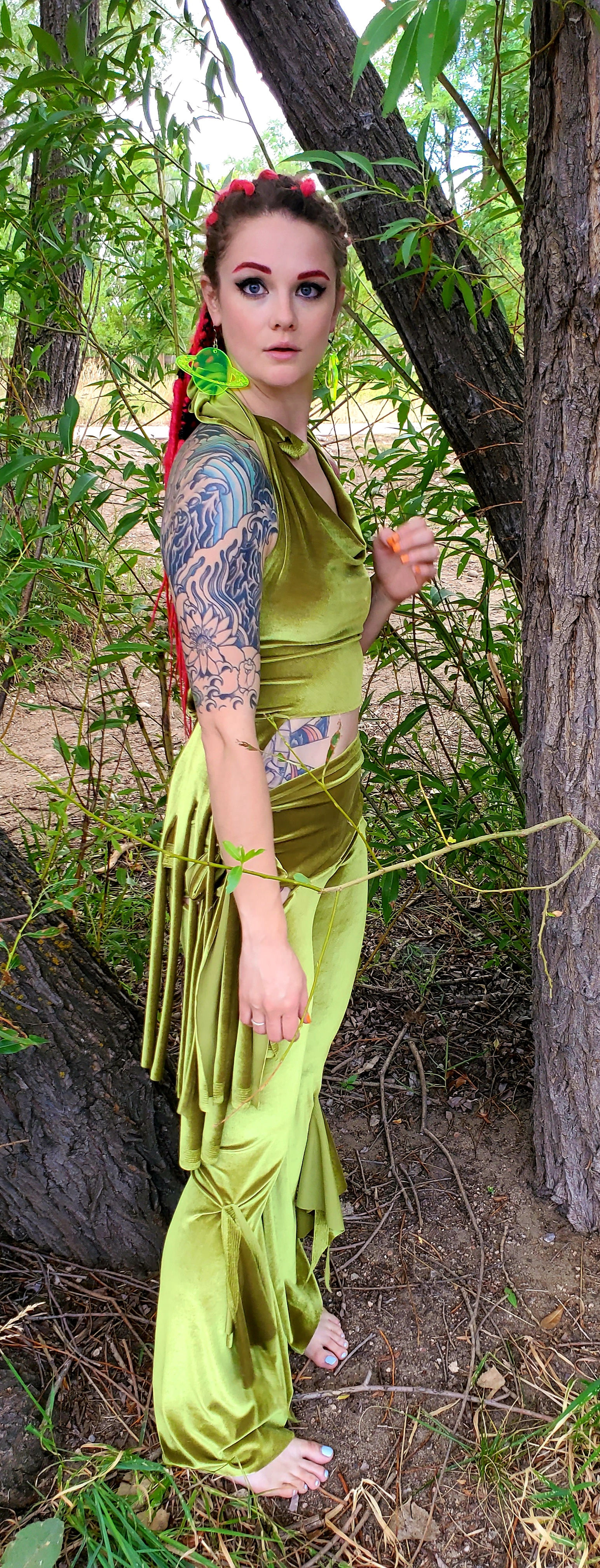 Alien Green Velvet Crop Top