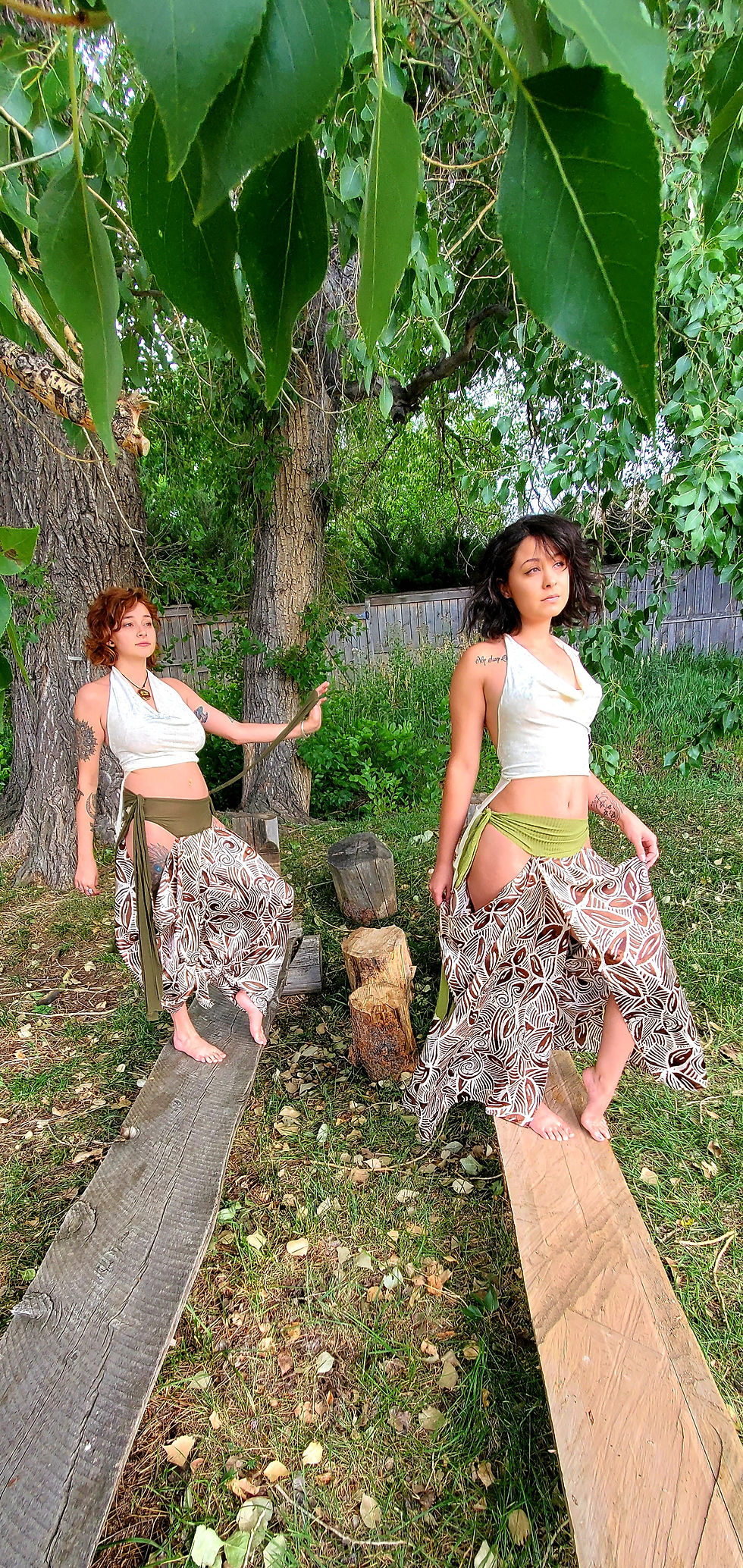 Thumbnail: Bougie Animal Satin and Velvet Tribal Hip Dip Sister Set