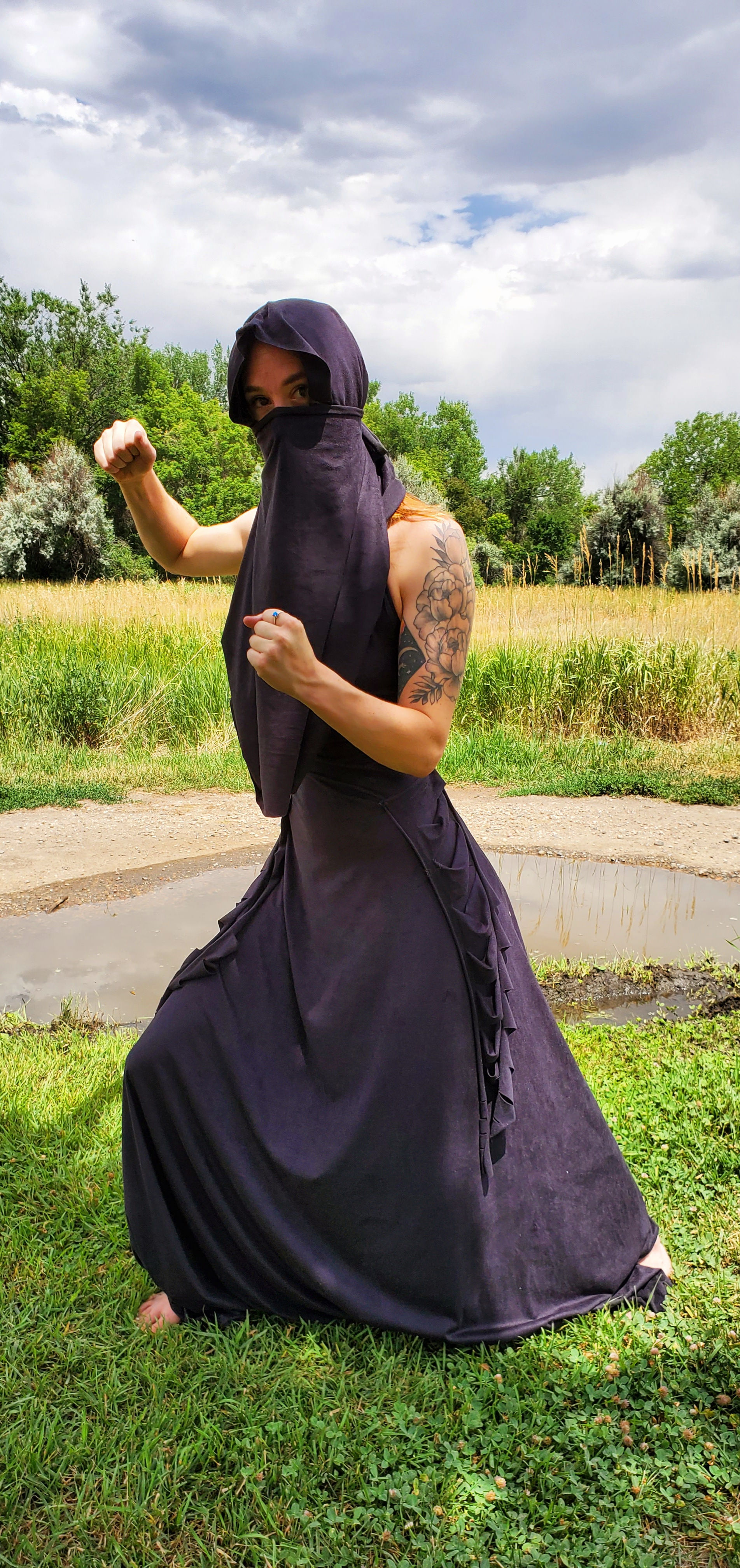 Black Vegan Suede Hood