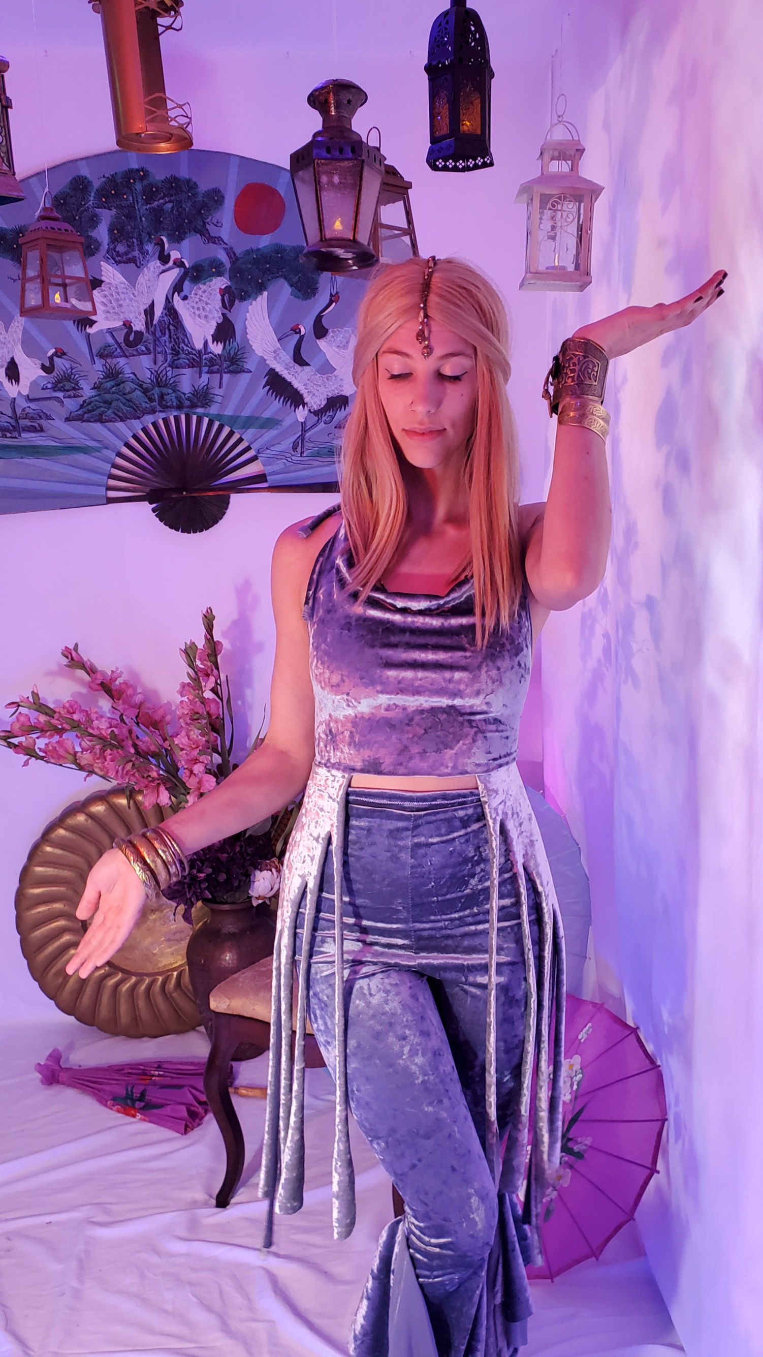 Water and Sage Velvet Crop Top