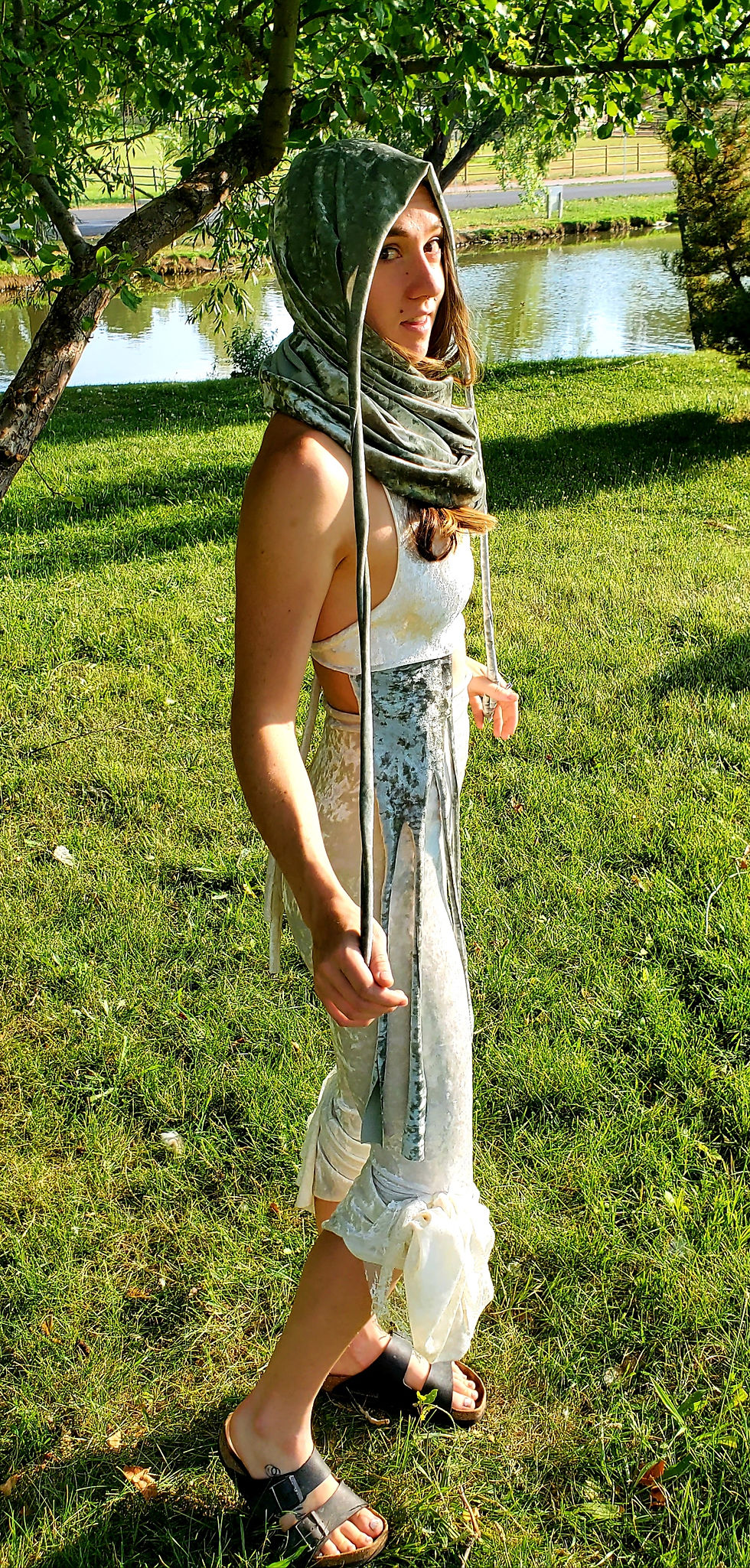 Thumbnail: Divine Sage Velvet Multi-Way Hood