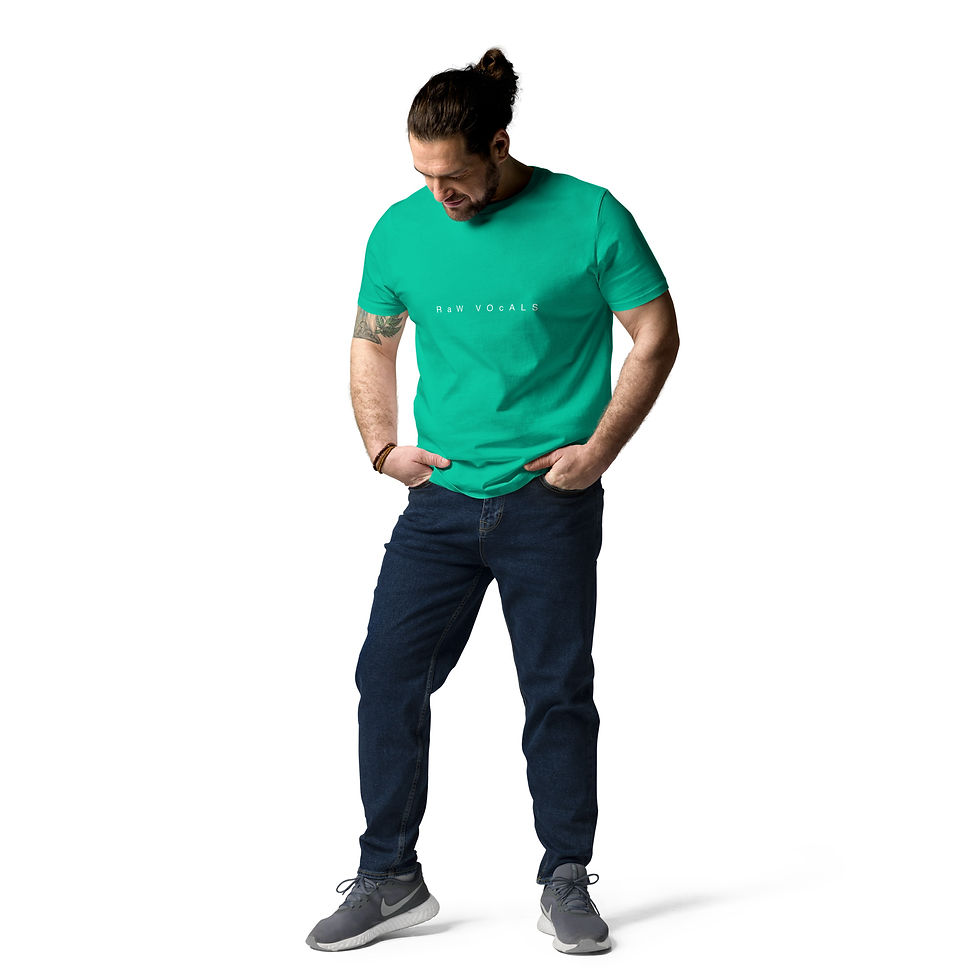 Thumbnail: Raw Vocal Unisex organic cotton t-shirt White Logo