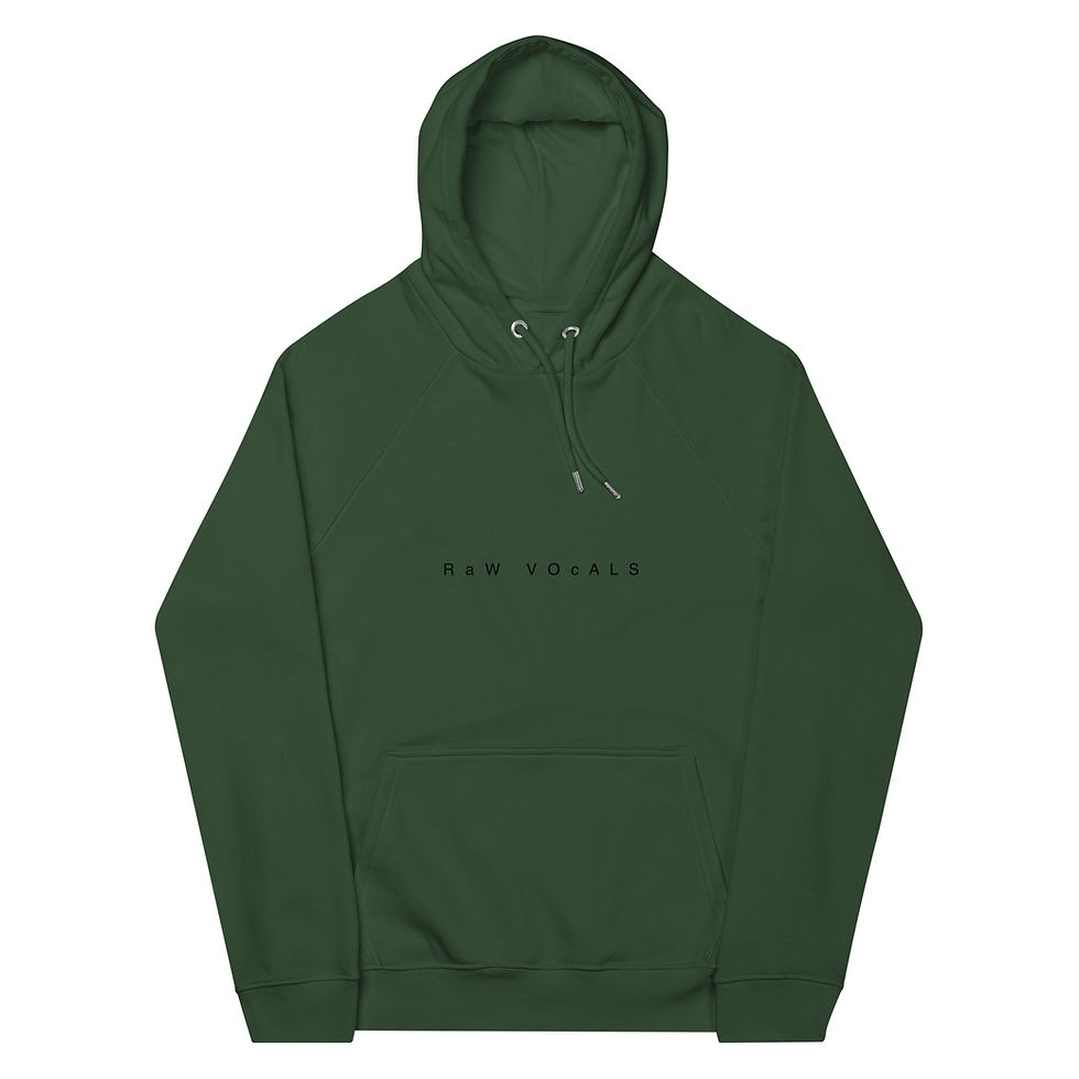 Thumbnail: RAw Vocals Unisex eco raglan hoodie Black Logo