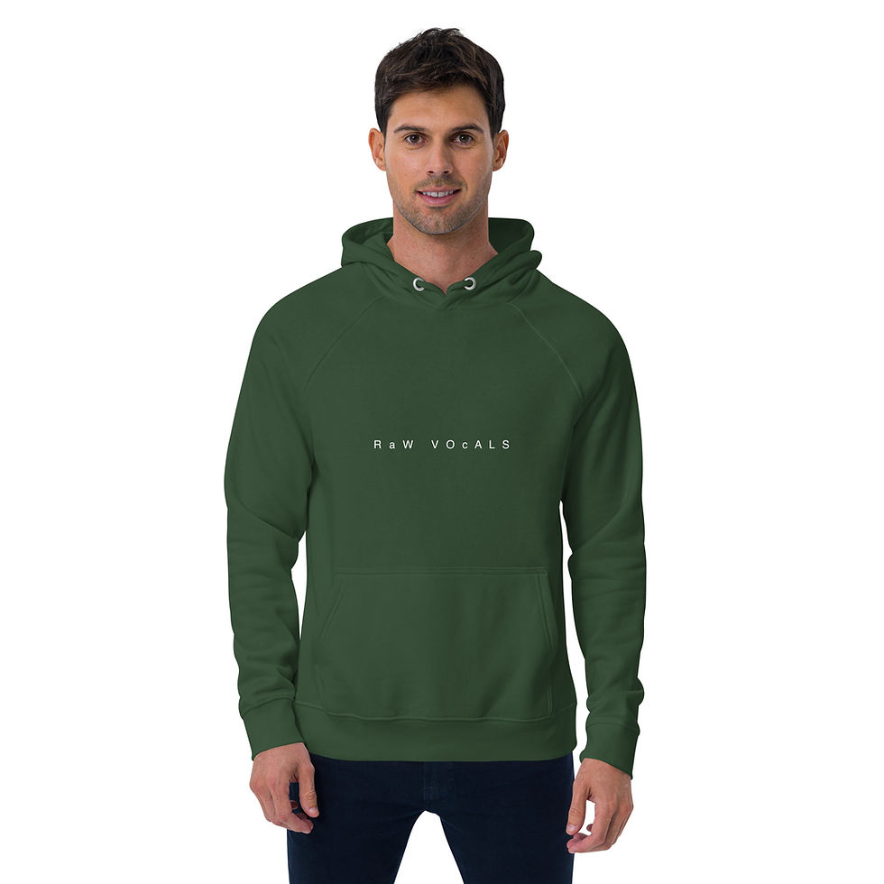 Thumbnail: Raw Vocals Unisex eco raglan hoodie