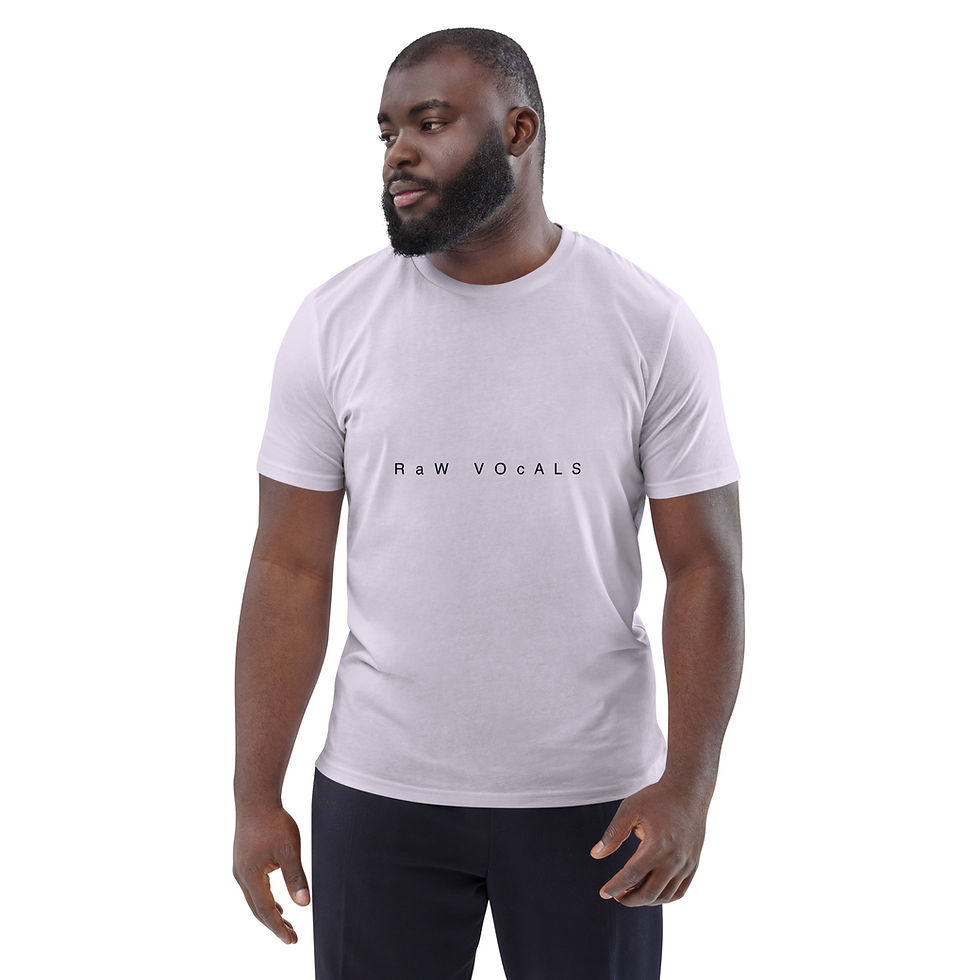 Thumbnail: Raw Vocals Unisex organic cotton t-shirt Black Logo