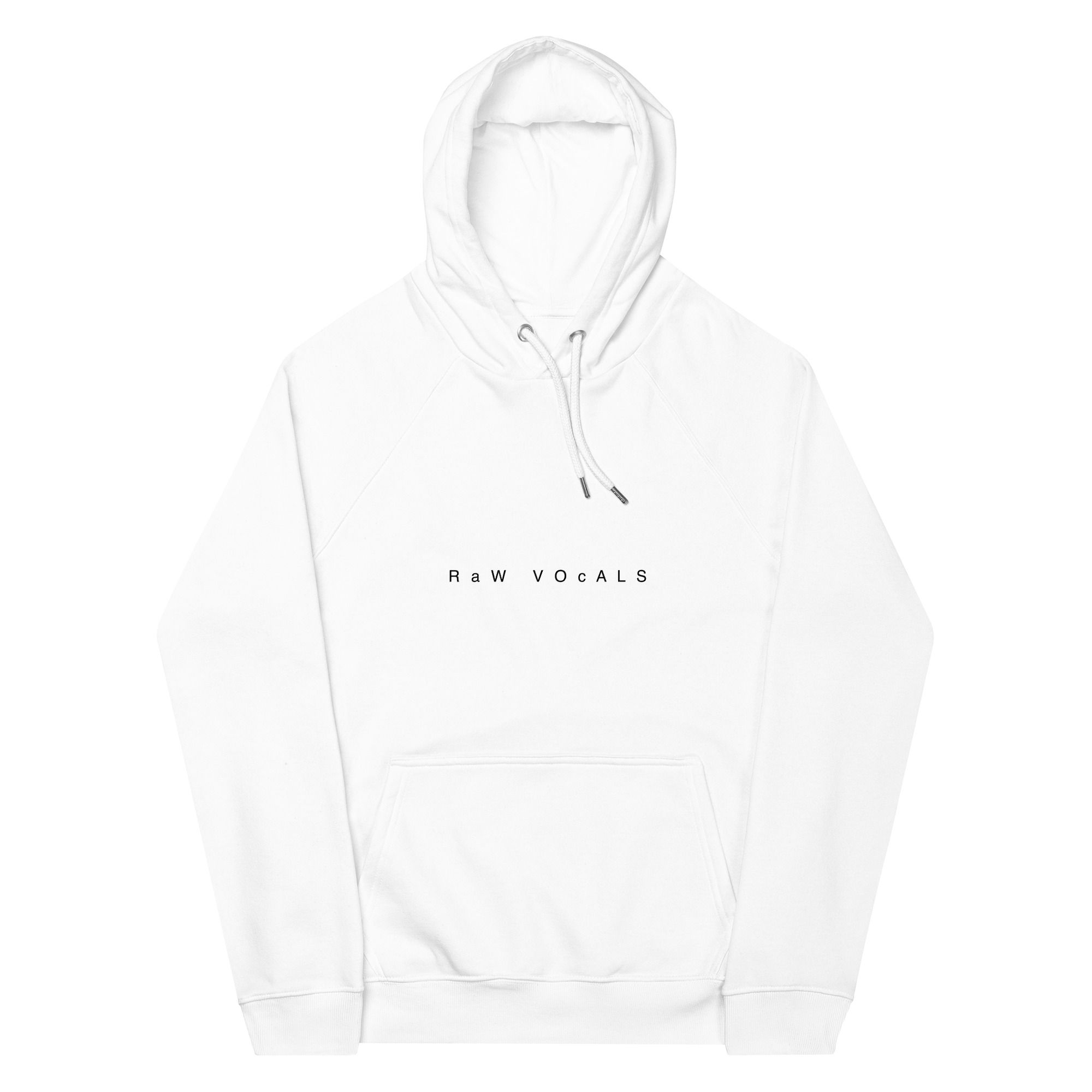 RAw Vocals Unisex eco raglan hoodie Black Logo