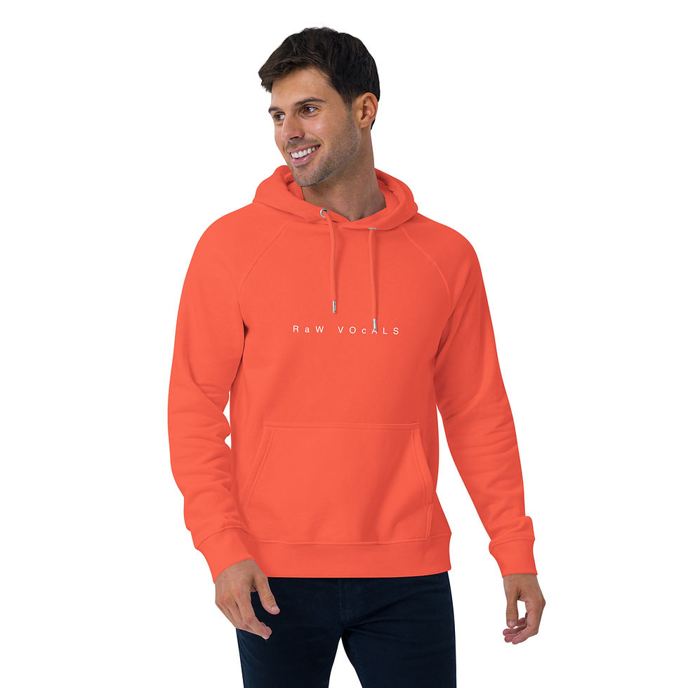 Thumbnail: Raw Vocals Unisex eco raglan hoodie