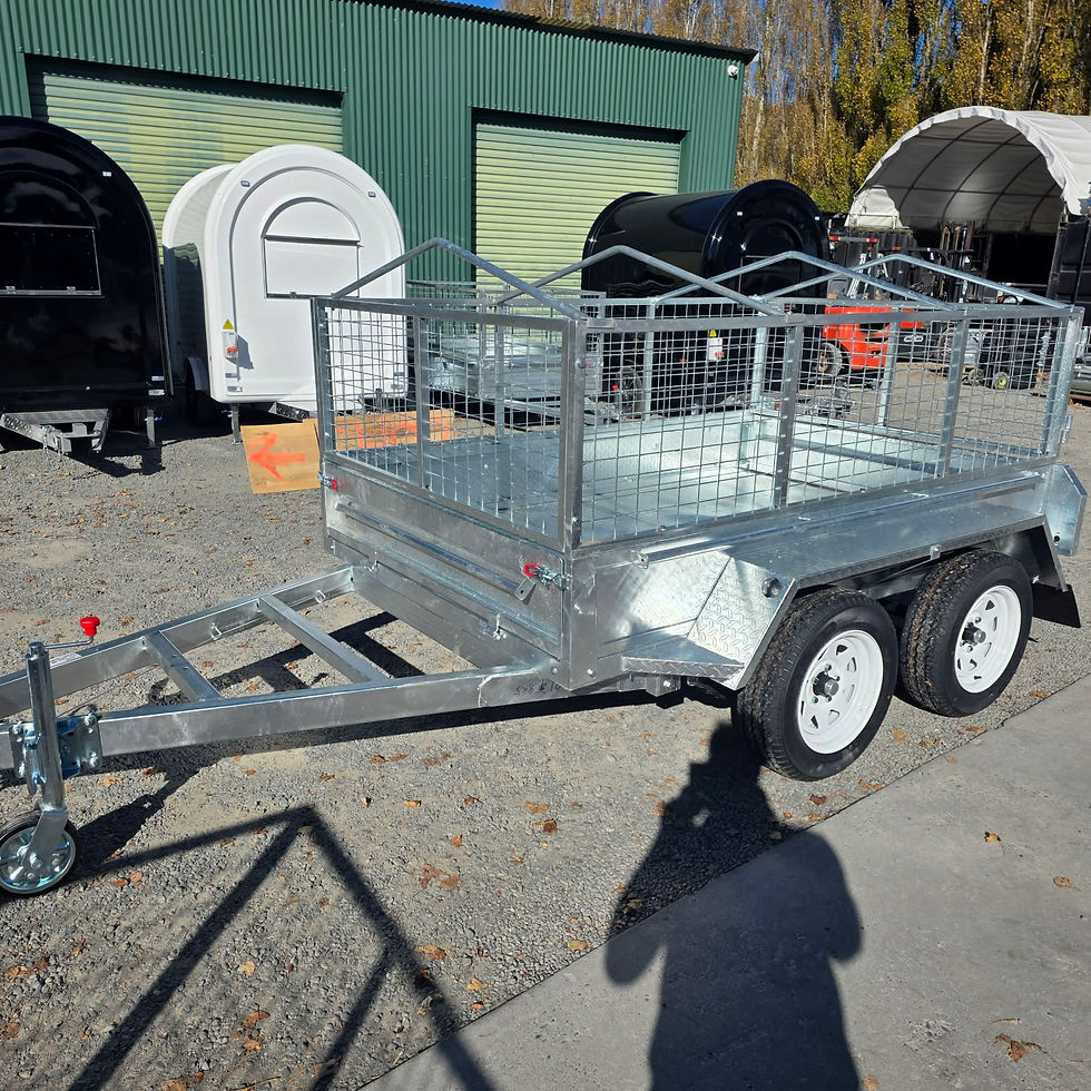 Thumbnail: 8x5 Tandem Braked Trailer + 600mm Cage + Canvas Cover