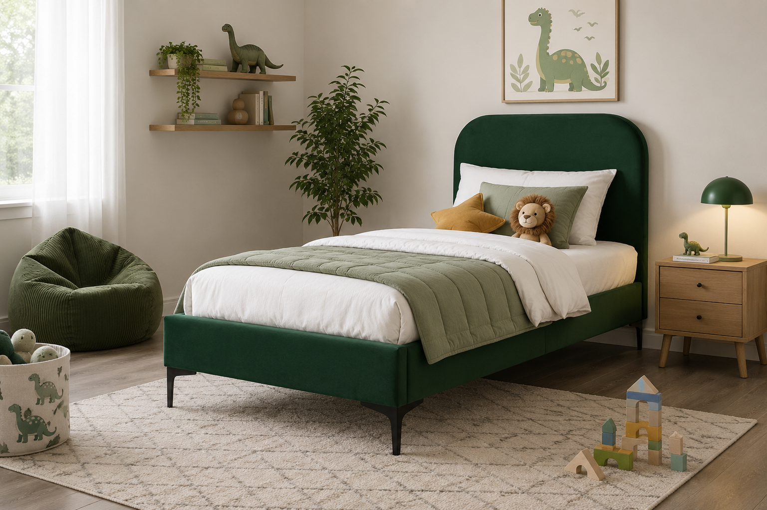 Single Forest Green "Tauranga" Bed Frame