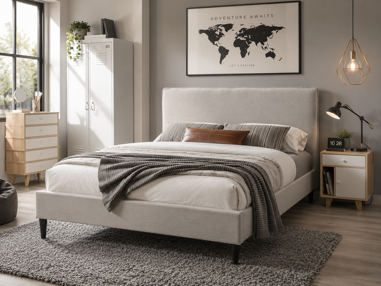 King "Florida" Oat Linen Bed Frame